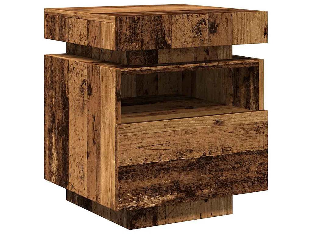 Comodino con Luci LED Legno Antico 40x39x48,5 cm
