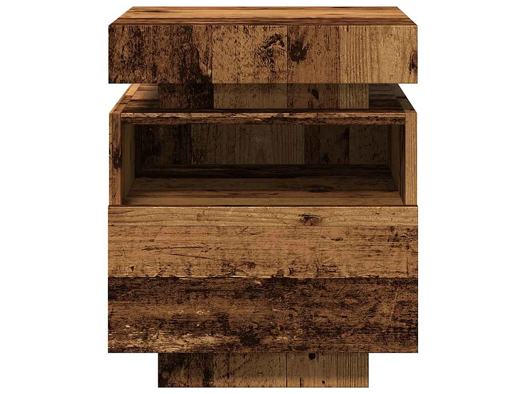 Comodino con Luci LED Legno Antico 40x39x48,5 cm