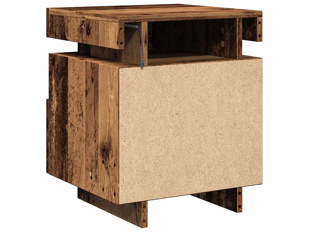 Comodino con Luci LED Legno Antico 40x39x48,5 cm