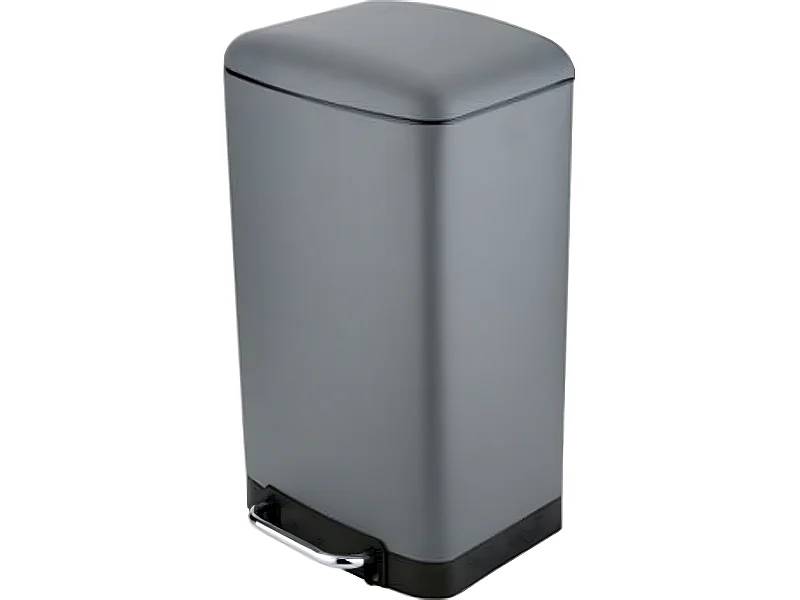 Poubelle rectangulaire à pédale coloris anthracite - 30 Litres