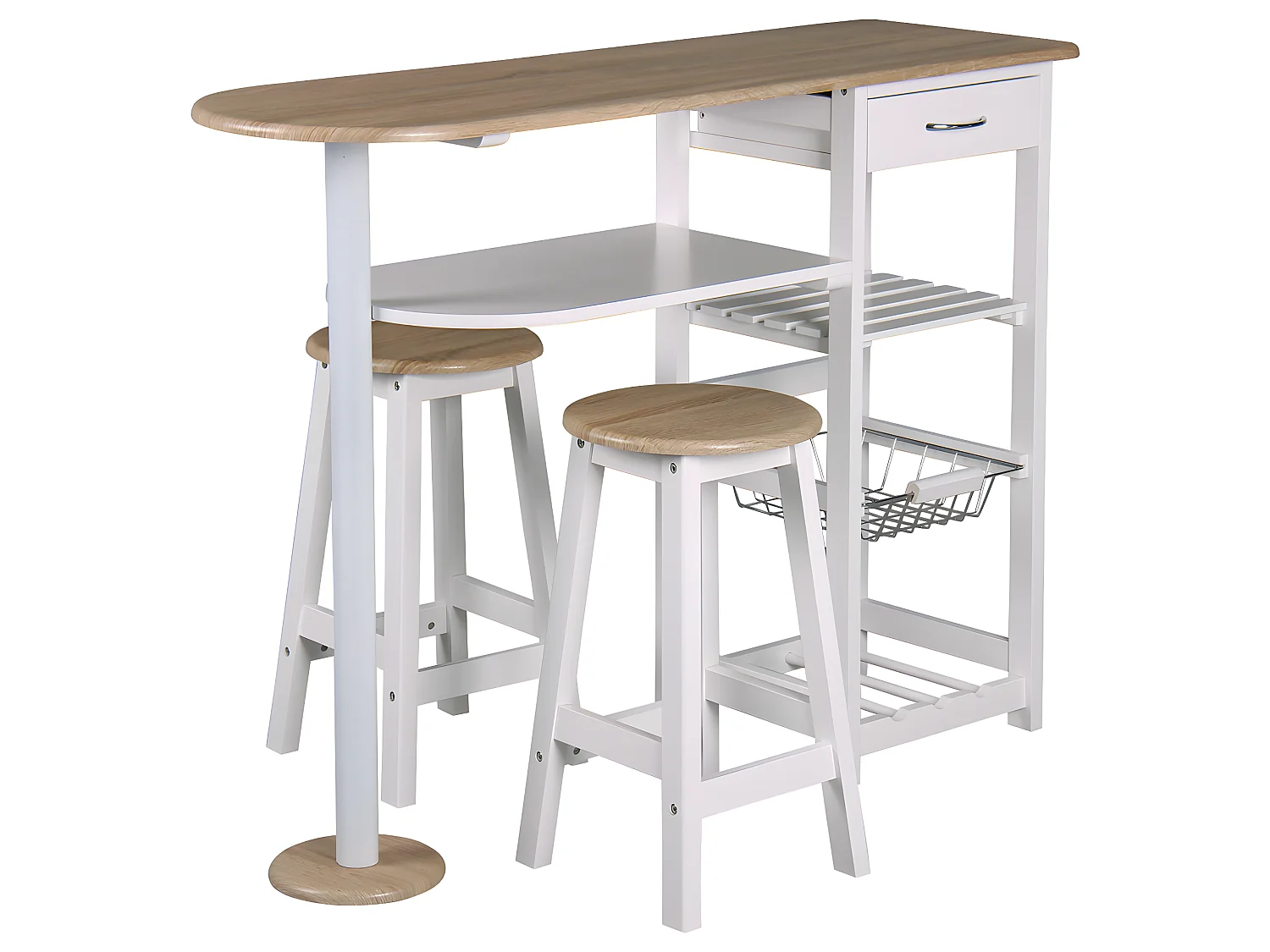 Table-bar et 2 tabourets Top Chef couleurs fraîches, L 119 x P 37 x H 88 cm