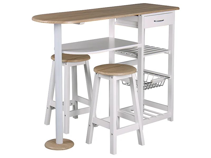 Table-bar et 2 tabourets Top Chef couleurs fraîches, L 119 x P 37 x H 88 cm