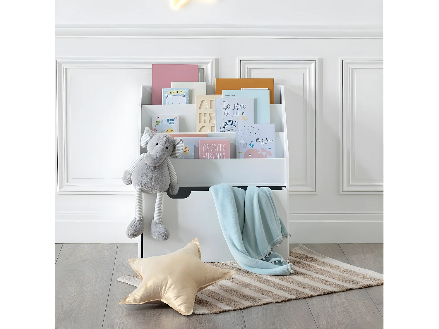 Bibliothèque en bois coloris blanc - Longueur 62 x Profondeur 30 x Hauteur 70 cm