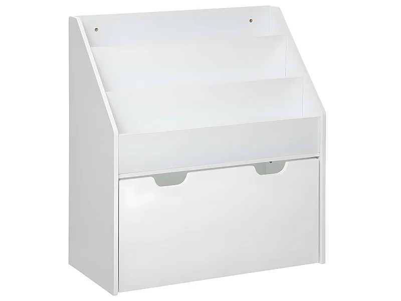 Bibliothèque en bois coloris blanc - Longueur 62 x Profondeur 30 x Hauteur 70 cm