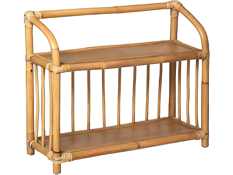 Bibliothèque basse pour enfant en rotin naturel - L.60 x P.20 x H.50 cm