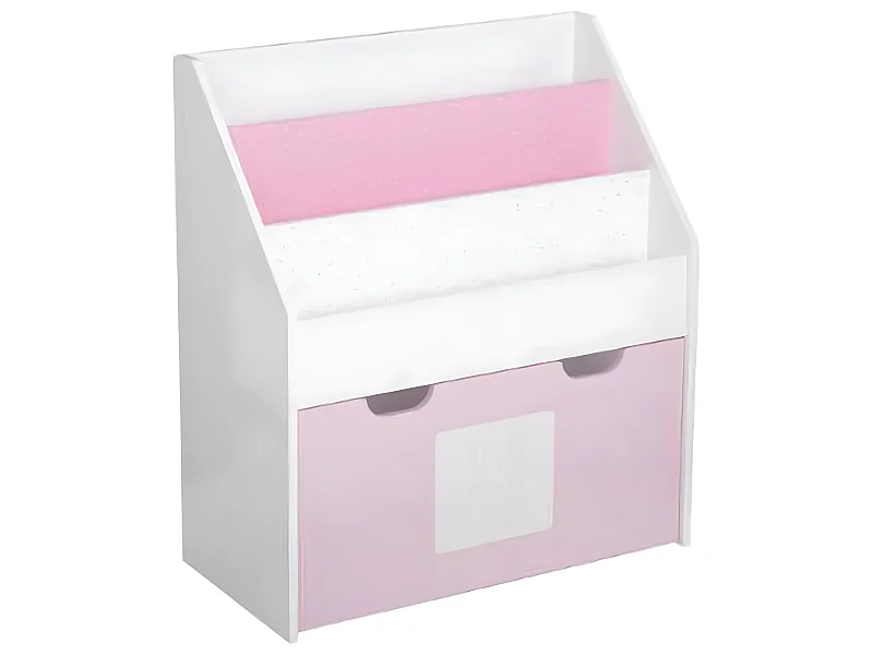 Bibliothèque coloris rose en bois pour fille - Dim : L62,50 x l30 x H70 cm