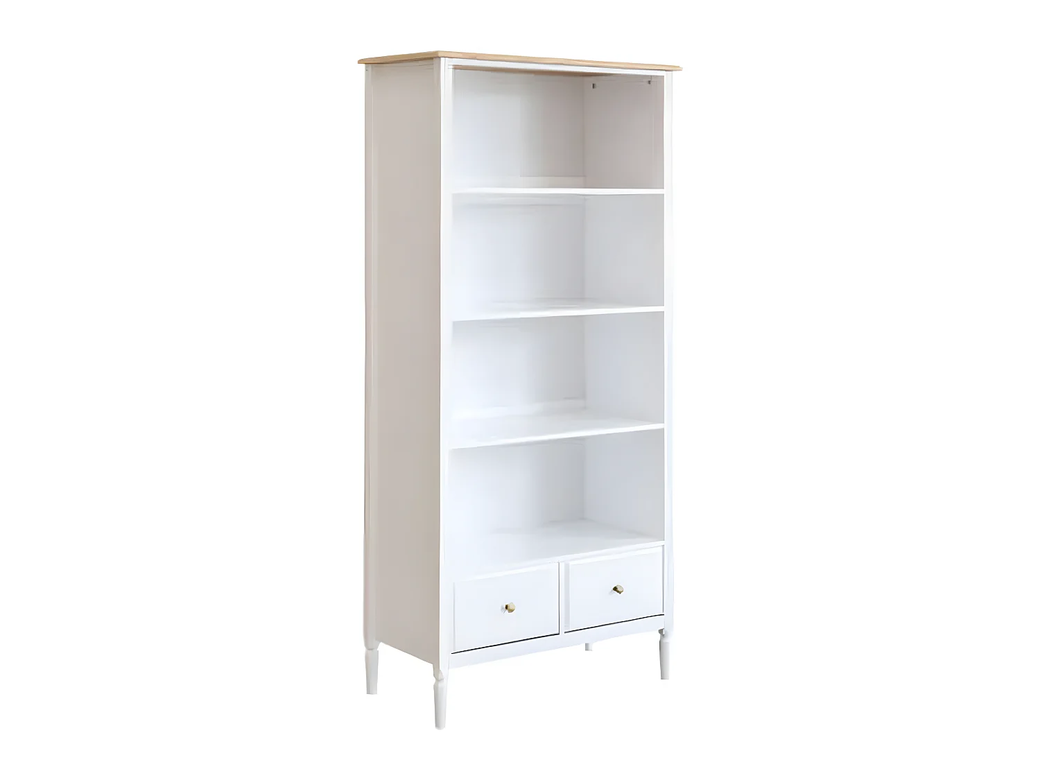 Bibliothèque avec 2 tiroirs en bois coloris blanc - Longueur 80 x Profondeur 40 x Hauteur 174 cm