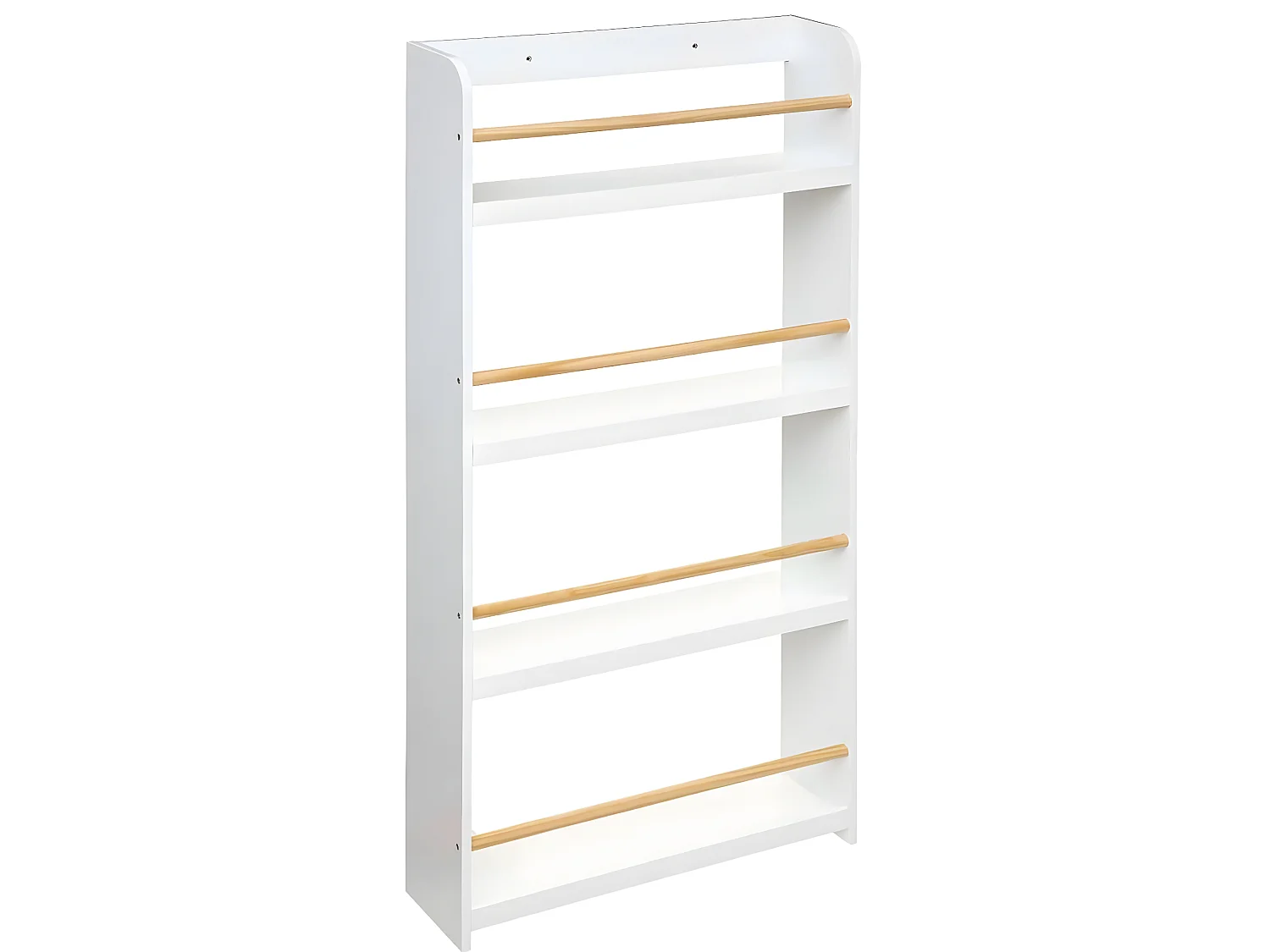 Bibliothèque enfant 4 étagères coloris blanc - Longueur 55 x Profondeur 15 x Hauteur 118 cm