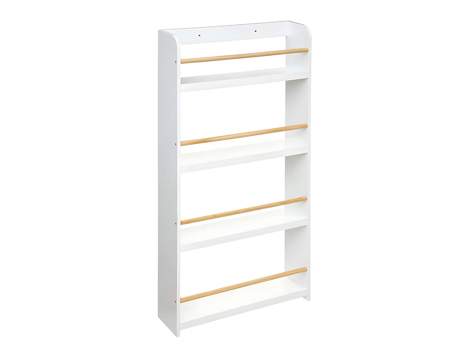 Bibliothèque enfant 4 étagères coloris blanc - Longueur 55 x Profondeur 15 x Hauteur 118 cm
