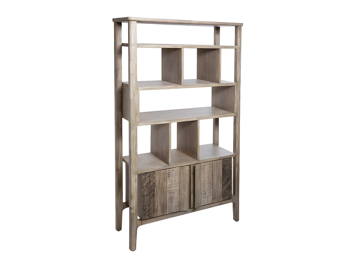 Bibliothèque coloris beige en bois - L. 95 x l. 35 x H. 180 cm