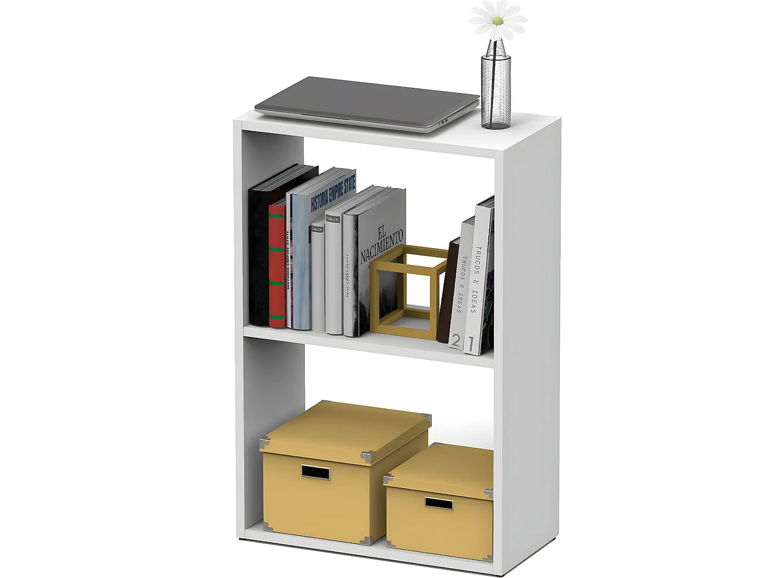 Etagère de bureau 2 niveaux coloris blanc - Hauteur 75 x Longueur 50 x Profondeur 24.5 cm