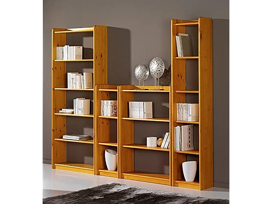 Étagère de rangement / bibliothèque 6 niveaux en pin massif coloris miel - Longueur 80 x Profondeur 28 x Hauteur 200 cm