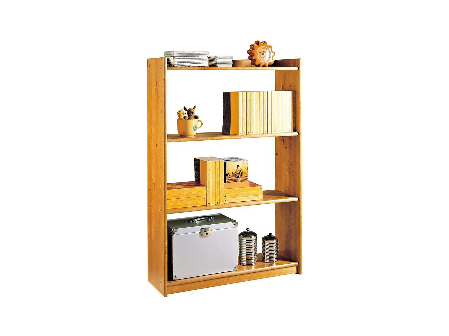 Étagère de rangement en bois de pin massif coloris miel - Longueur 80 x Profondeur 28 x Hauteur 120 cm