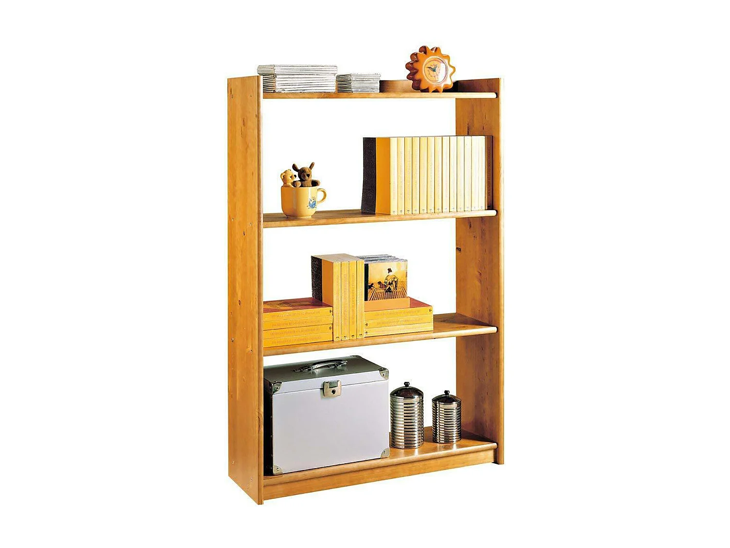 Étagère de rangement en bois de pin massif coloris miel - Longueur 80 x Profondeur 28 x Hauteur 120 cm