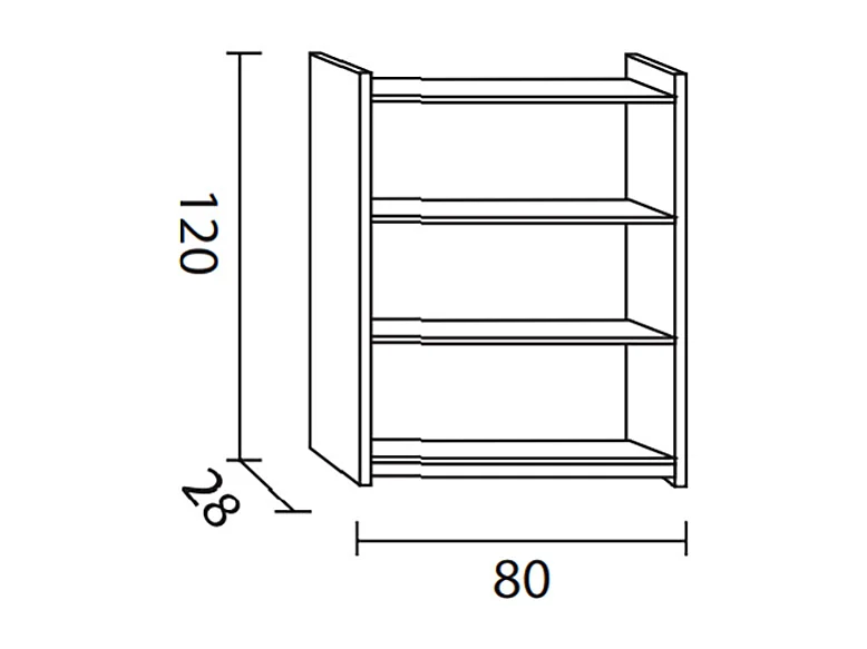 Étagère de rangement en bois de pin massif coloris miel - Longueur 80 x Profondeur 28 x Hauteur 120 cm