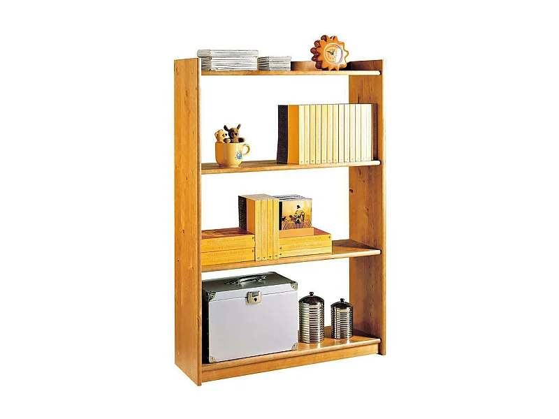 Étagère de rangement en bois de pin massif coloris miel - Longueur 80 x Profondeur 28 x Hauteur 120 cm