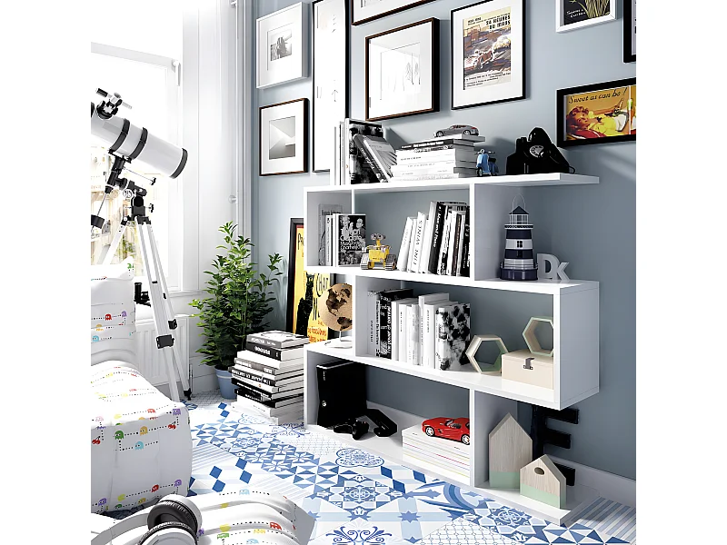 Étagère polyvalente Séparateur coloris blanc brillant - Longueur 110 x Profondeur 25 x Hauteur 96 cm