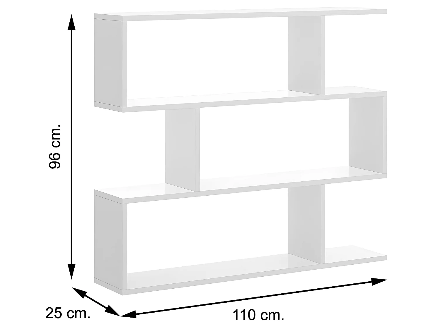 Étagère polyvalente Séparateur coloris blanc brillant - Longueur 110 x Profondeur 25 x Hauteur 96 cm