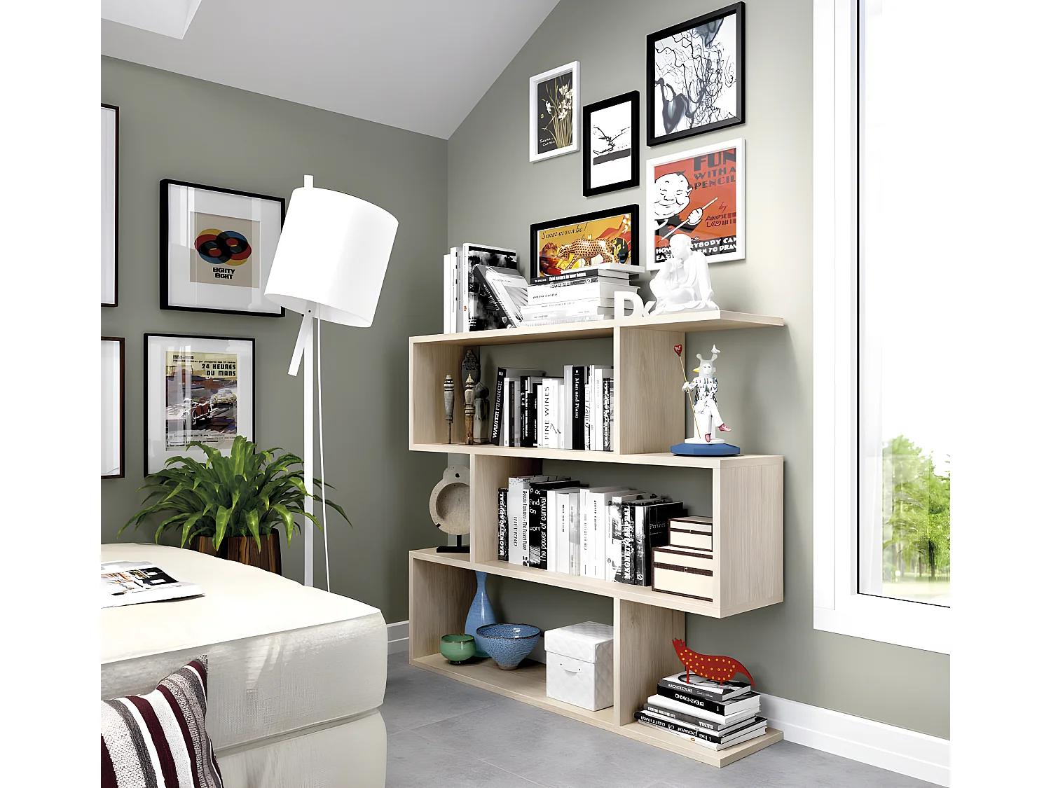 Étagère polyvalente Séparateur coloris naturel - Longueur 110 x Profondeur 25 x Hauteur 96 cm