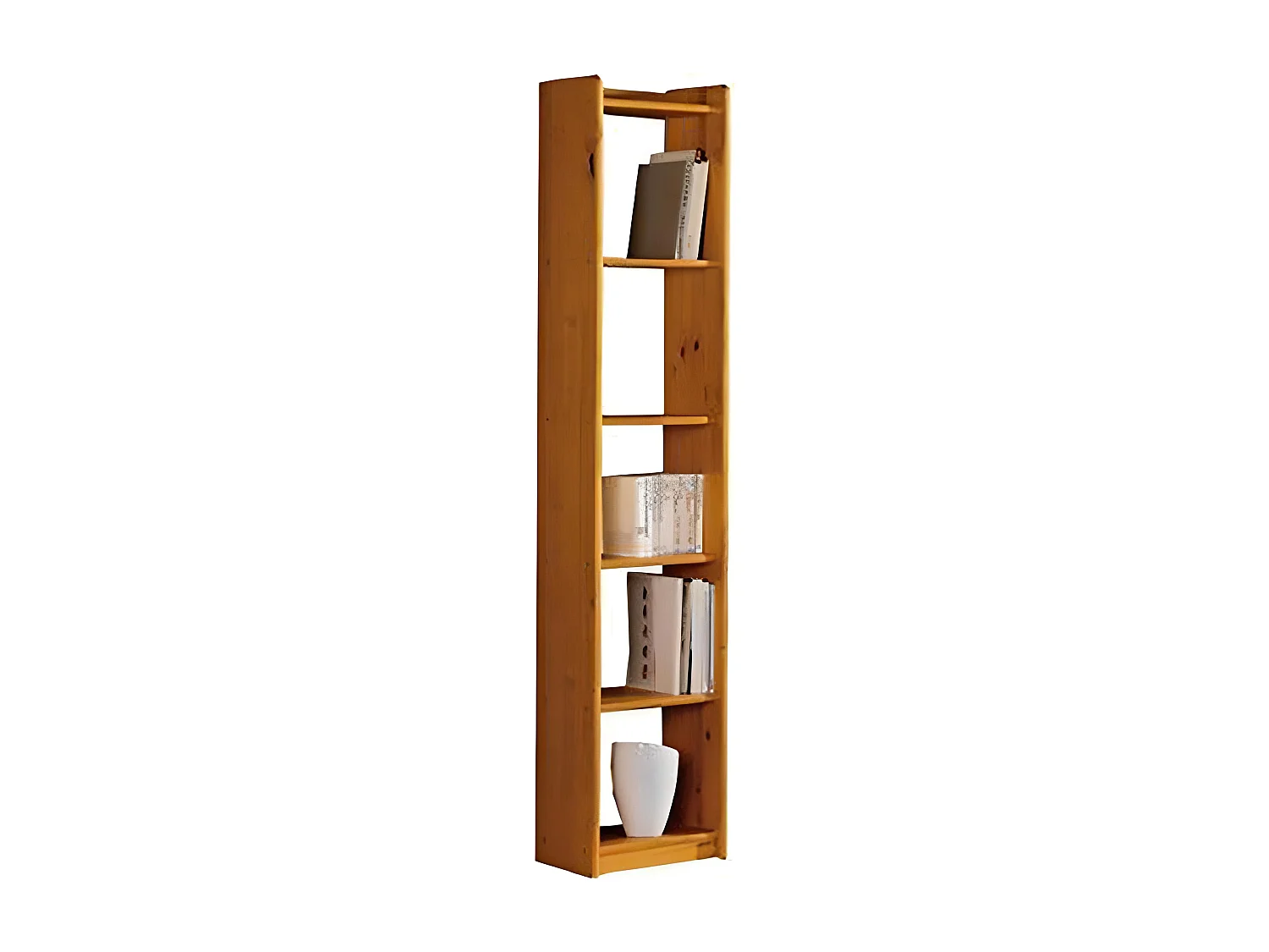 Étagère de rangement / bibliothèque en bois de pin massif coloris miel - Longueur 40 x Profondeur 28 x Hauteur 200 cm