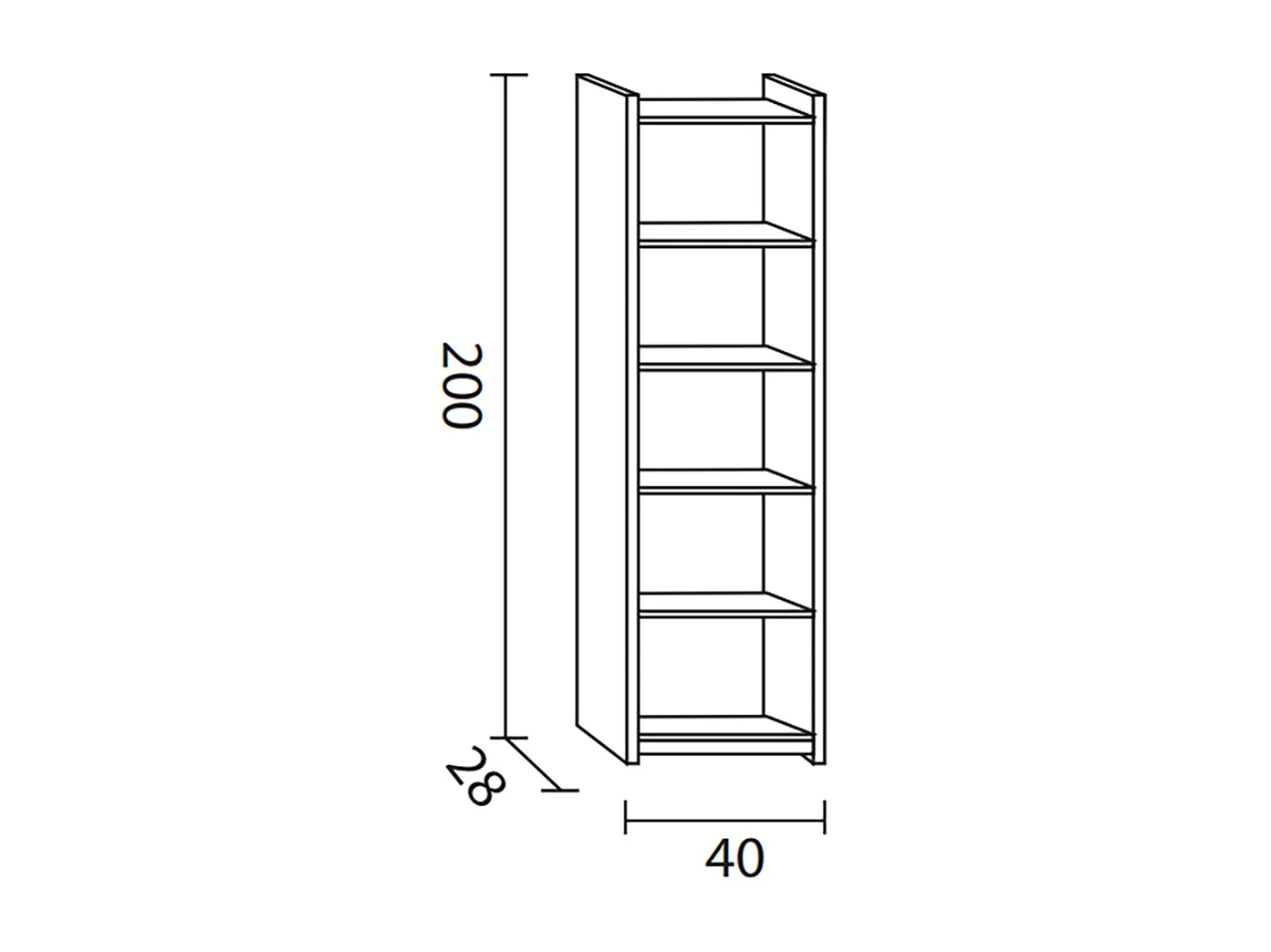 Étagère de rangement / bibliothèque en bois de pin massif coloris miel - Longueur 40 x Profondeur 28 x Hauteur 200 cm