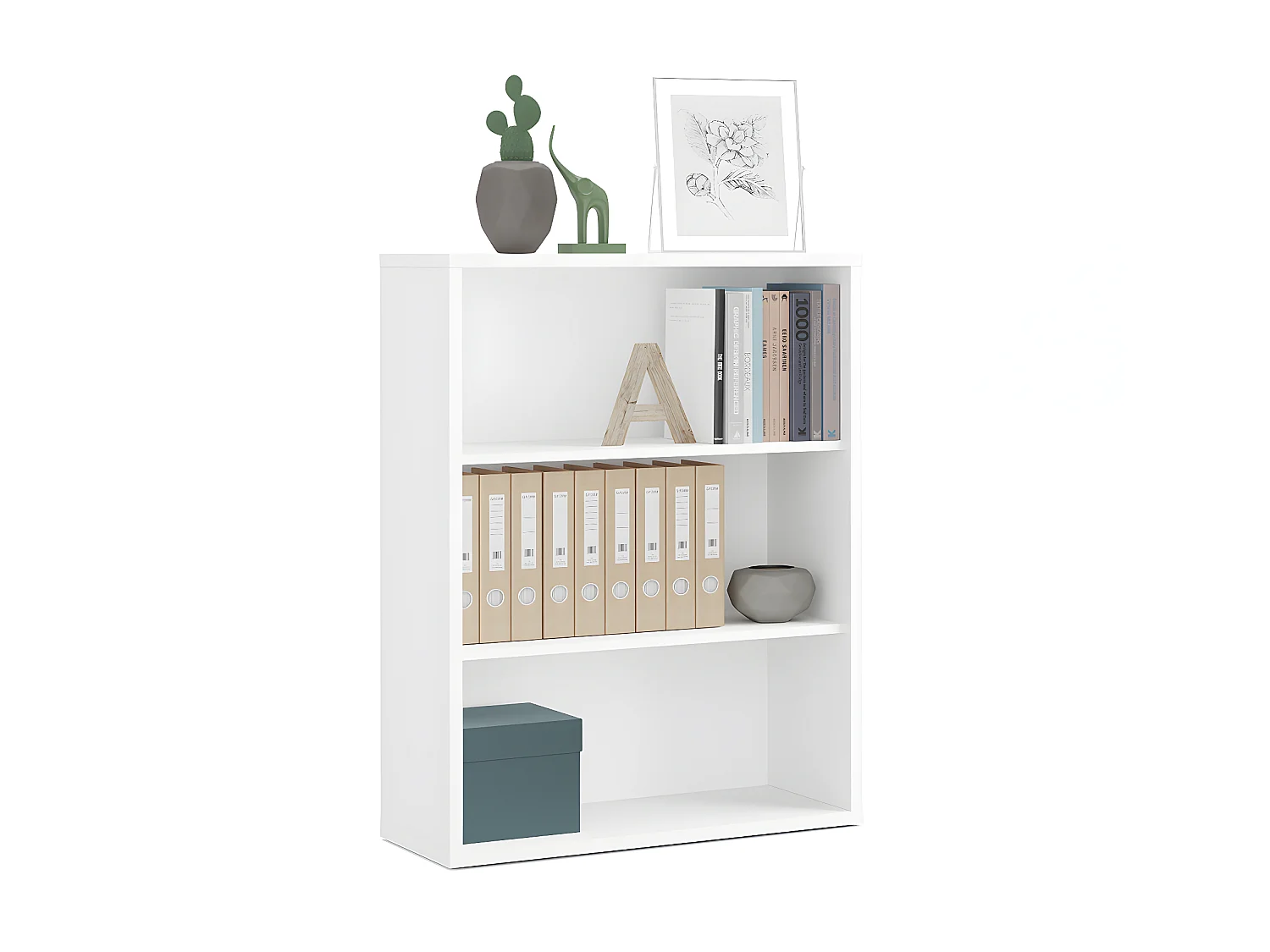 Étagère de bureau coloris blanc - Hauteur 99.5 x Longueur 75.5 x Profondeur 33 cm