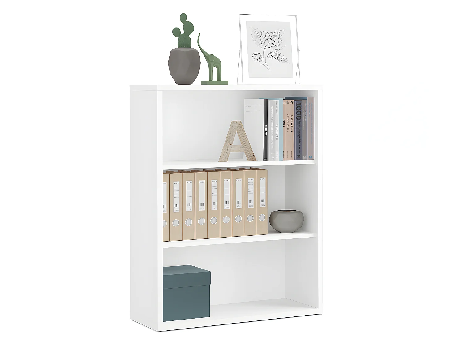 Étagère de bureau coloris blanc - Hauteur 99.5 x Longueur 75.5 x Profondeur 33 cm