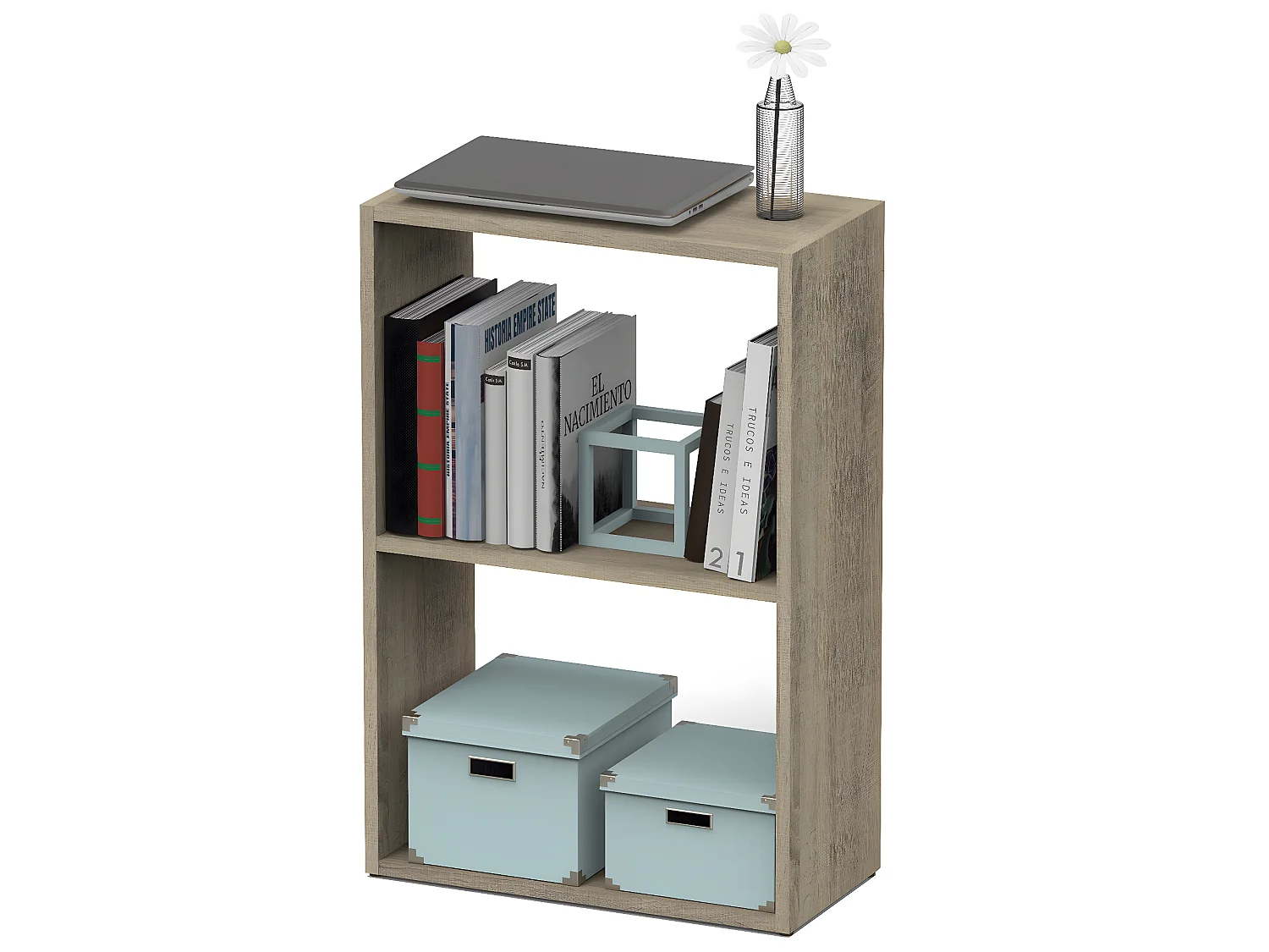 Etagère de bureau 2 niveaux coloris cambrian - Hauteur 75 x Longueur 50 x Profondeur 24.5 cm