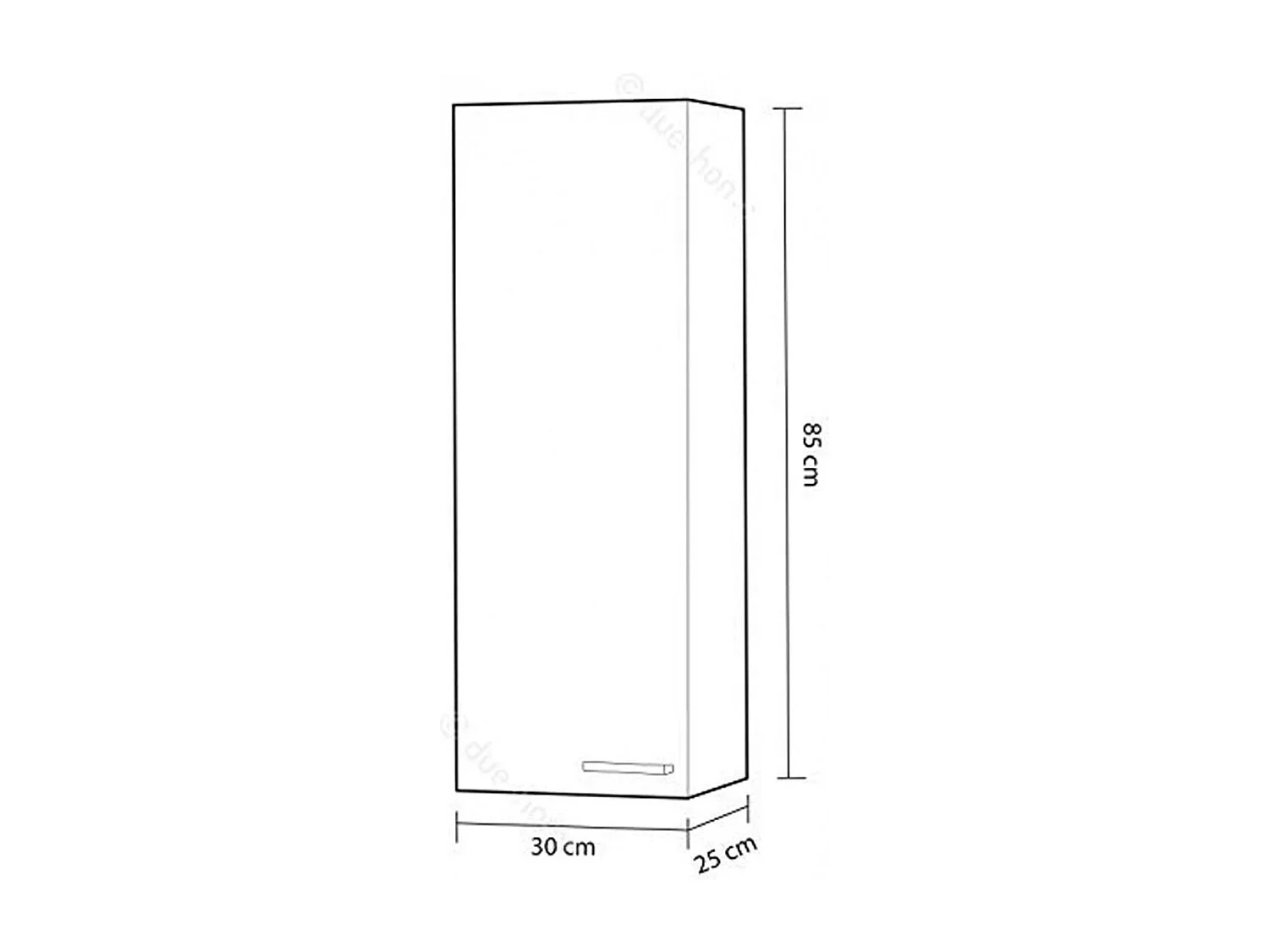 Colonne salle de bain Suspendue avec 1 Porte coloris blanc brillant - 85 x 30 x 25 cm