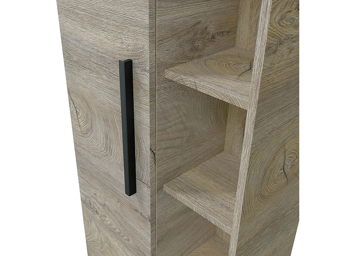 Colonne salle de bain Suspendue avec 1 porte coloris Alaska chêne à nœuds - Hauteur 135 x Longueur 51 x Profondeur 25 cm