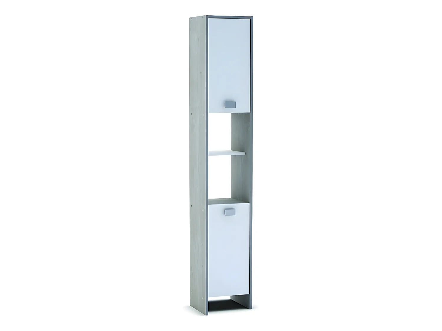 Colonne SDB en mélamine avec 2 portes, Coloris chène champagne, 33.6 x 184.7 x 32.6 cm
