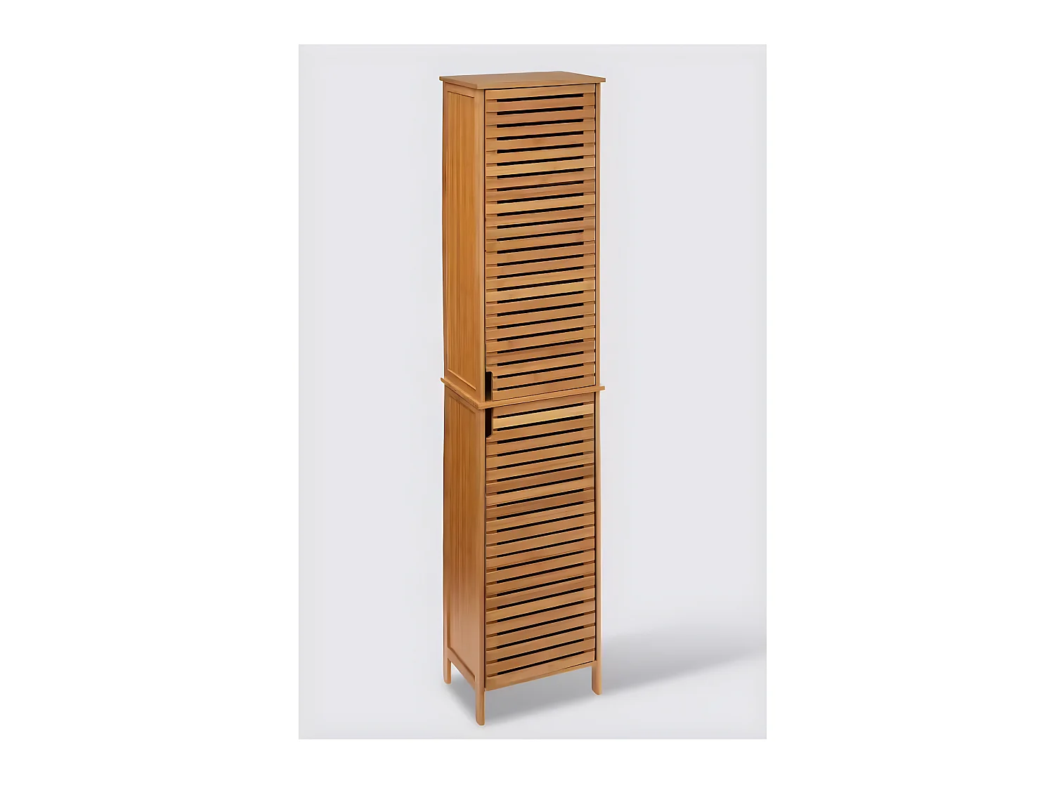 Colonne SDB de 2 portes en bambou naturel - Dim : L.34 x P.24 x H.170 cm