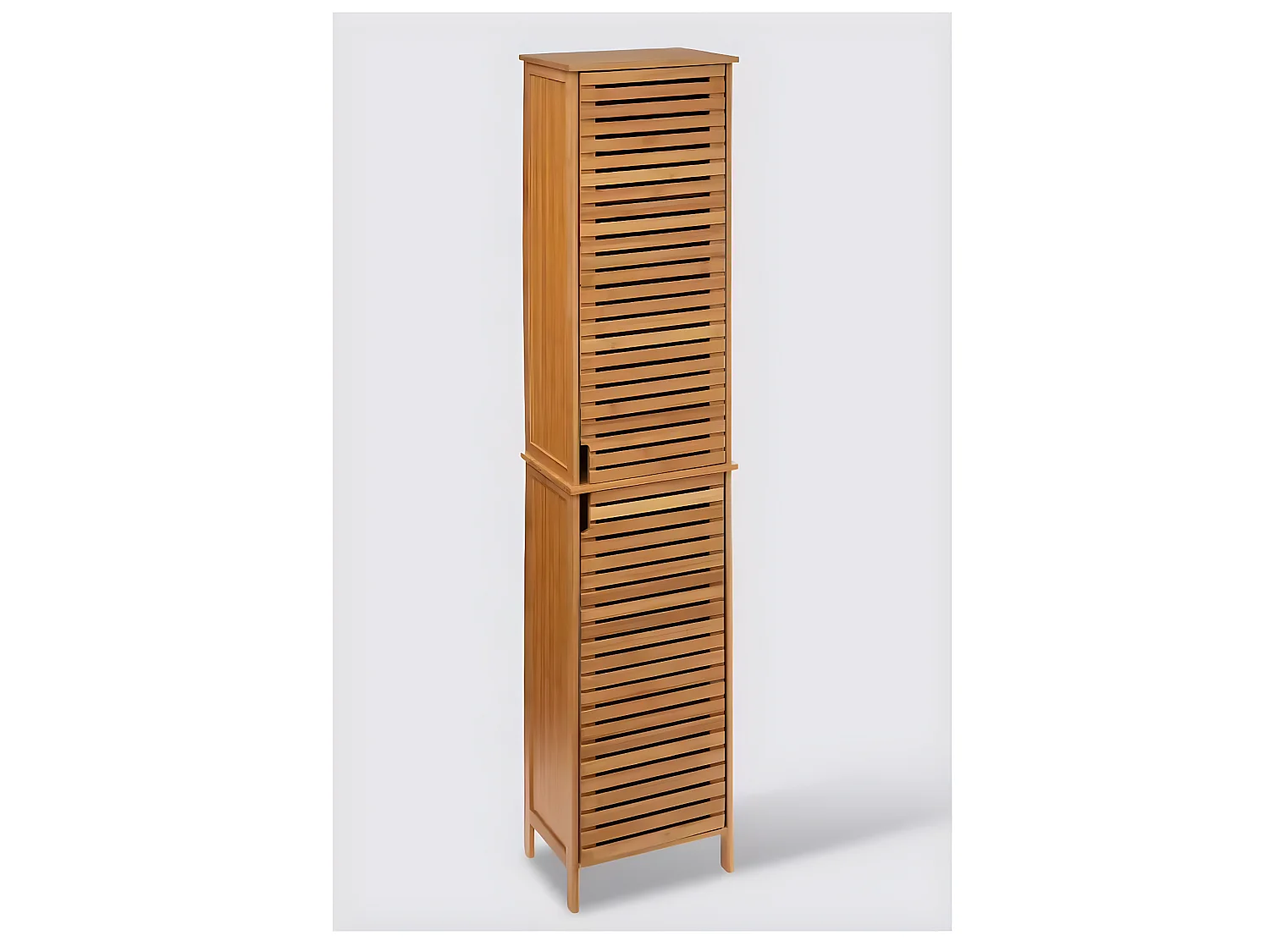 Colonne SDB de 2 portes en bambou naturel - Dim : L.34 x P.24 x H.170 cm