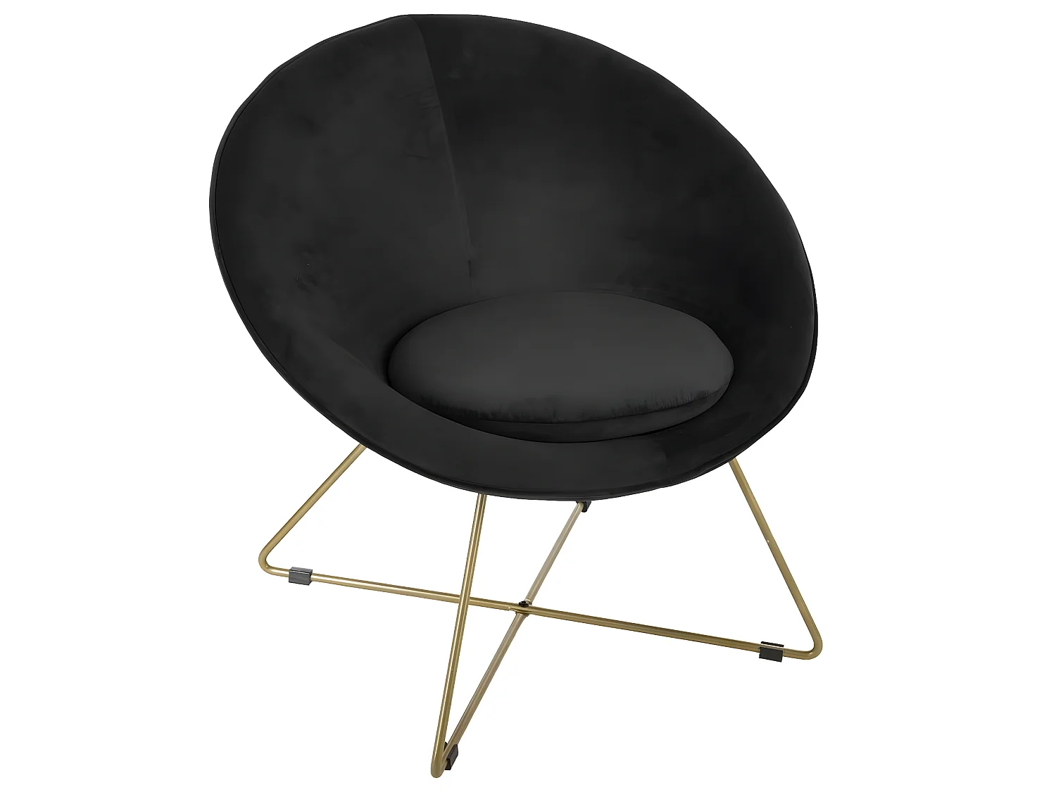 Fauteuil Noir en velours - L. 76 x l. 67 x H. 69 cm