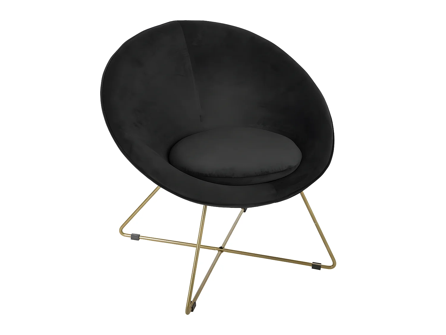 Fauteuil Noir en velours - L. 76 x l. 67 x H. 69 cm