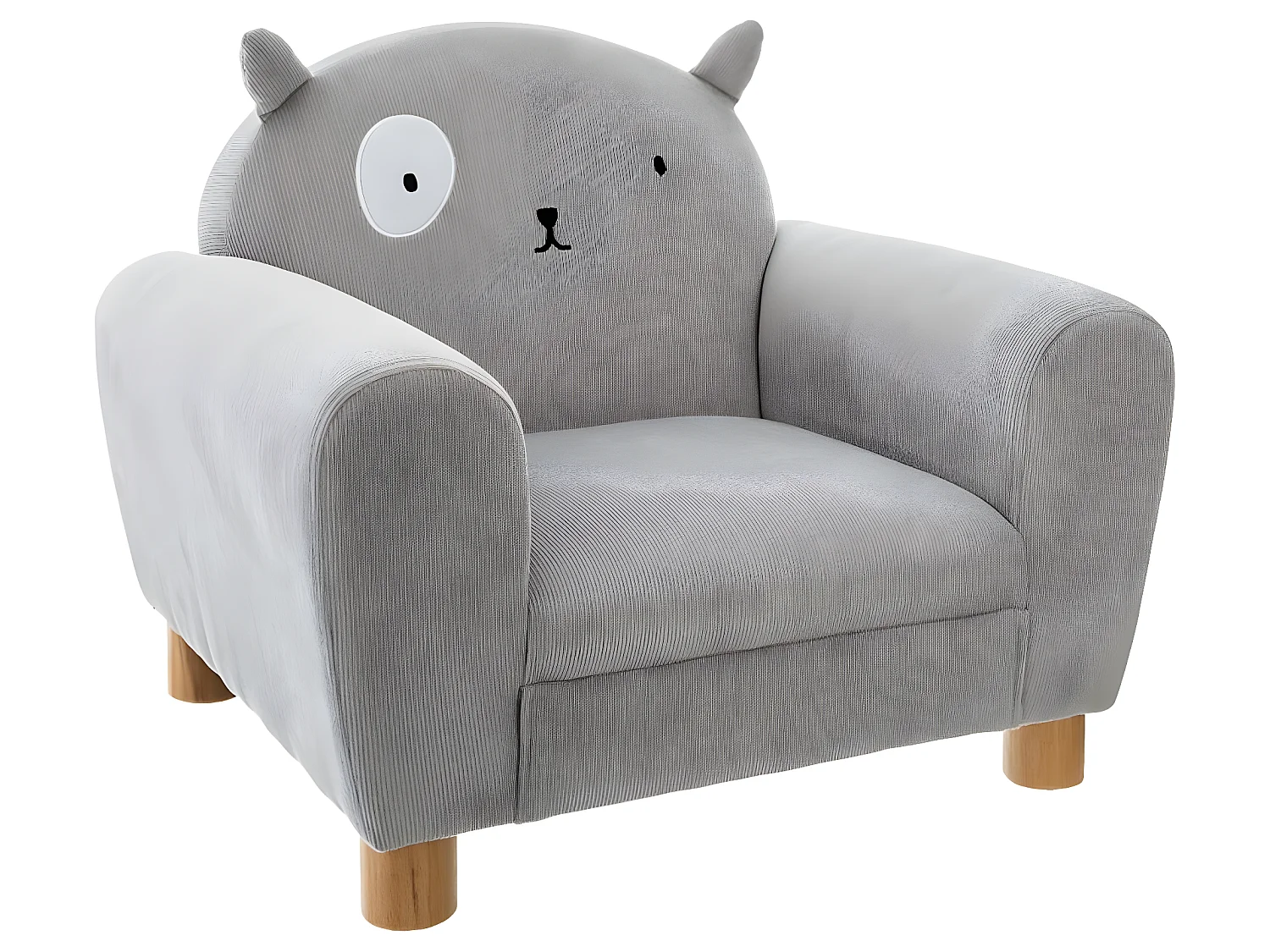 Fauteuil oreilles chat coloris Gris - L. 52 x l. 44 x H. 43 cm