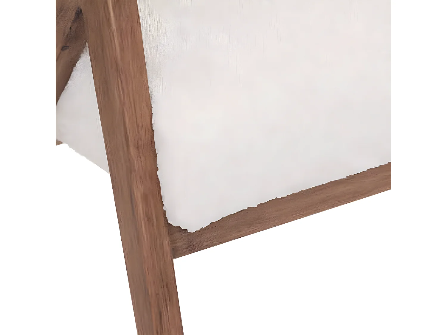 Fauteuil avec accoudoirs en bois, Polyester coloris blanc, marron -  L.  65,5 x P. 70 x H. 82,5  cm