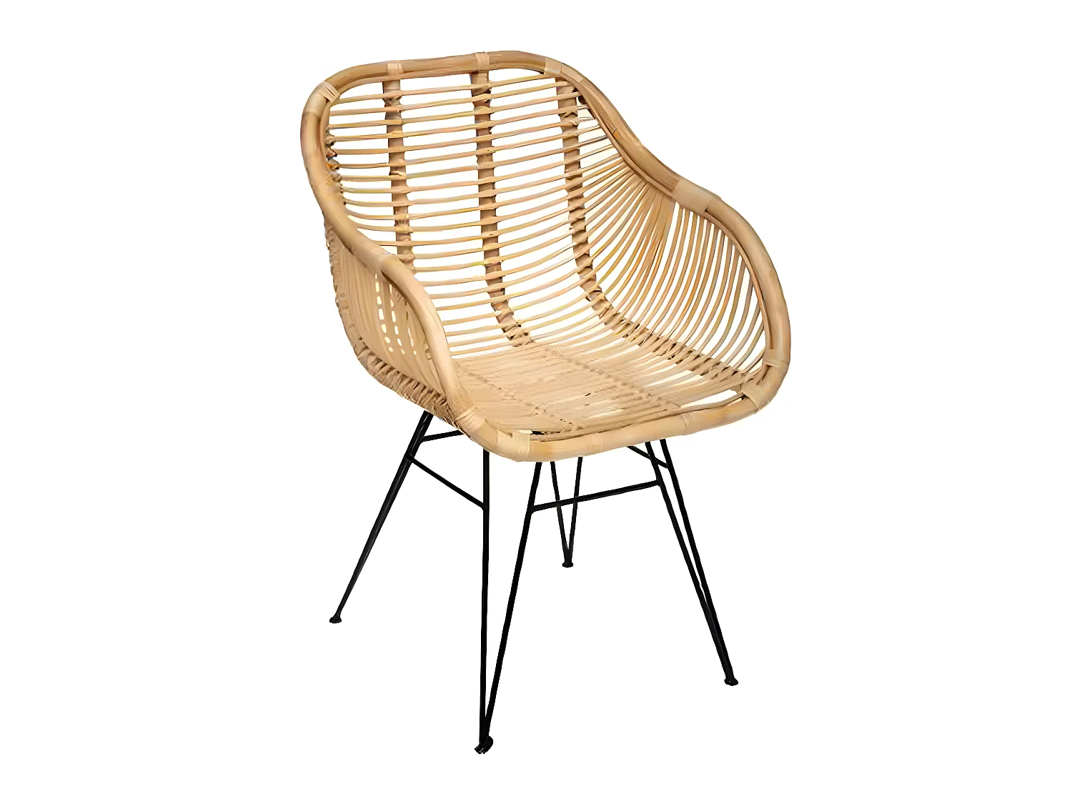 Lot de 2 fauteuils coloris naturel en rotin - Longueur 57,5 x Profondeur 59 x Hauteur 85,5 cm