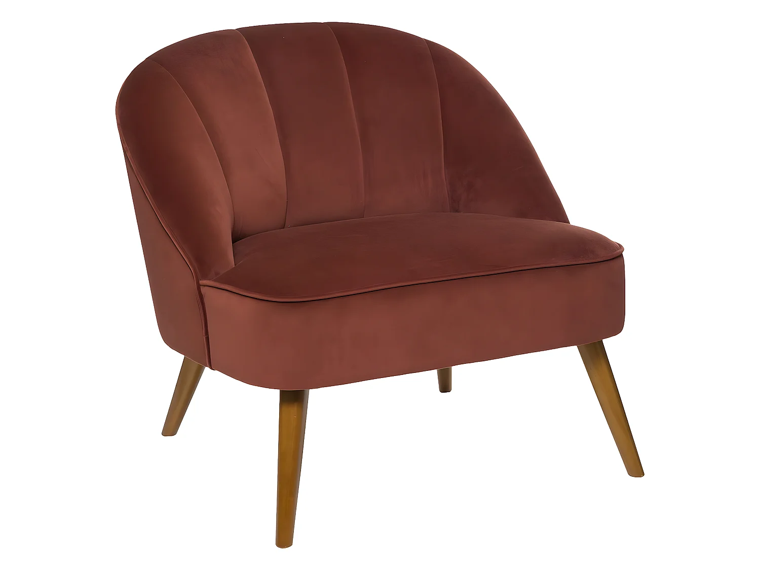 Fauteuil en velours coloris terracotta - Longueur 78 x Profondeur 72 x Hauteur 71 cm