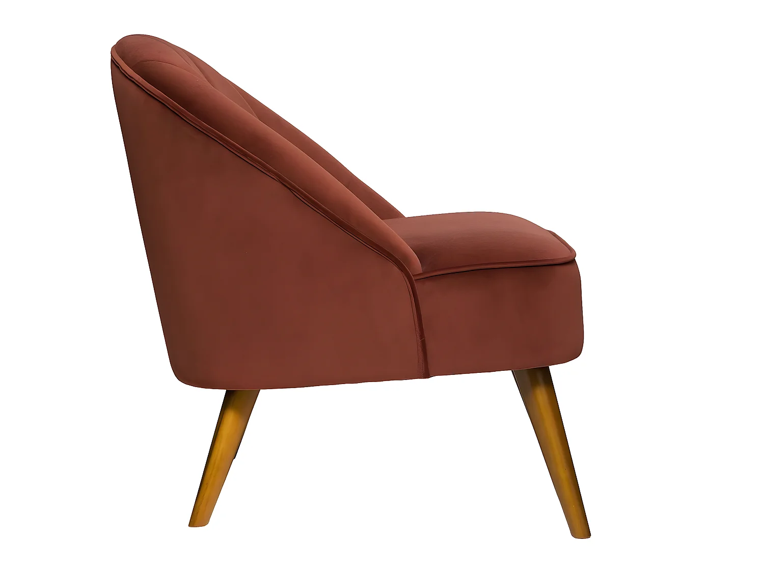 Fauteuil en velours coloris terracotta - Longueur 78 x Profondeur 72 x Hauteur 71 cm