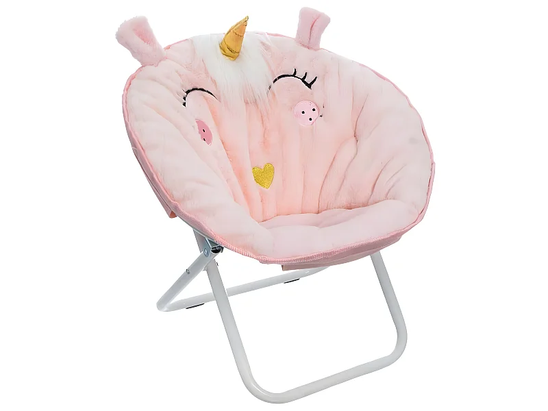 Fauteuil enfant pliant coloris rose clair - Diamètre 50 x Hauteur 55 cm