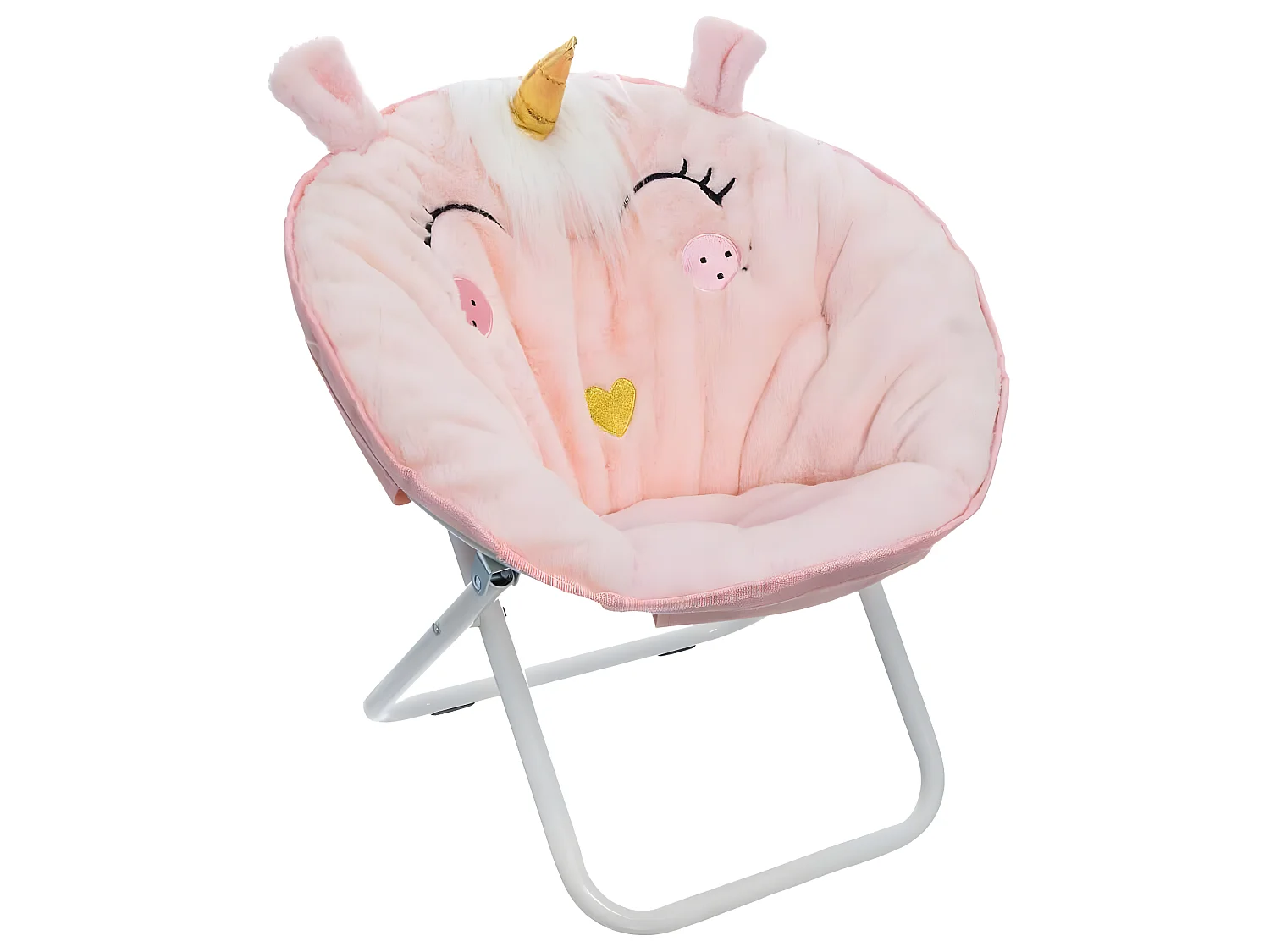 Fauteuil enfant pliant coloris rose clair - Diamètre 50 x Hauteur 55 cm