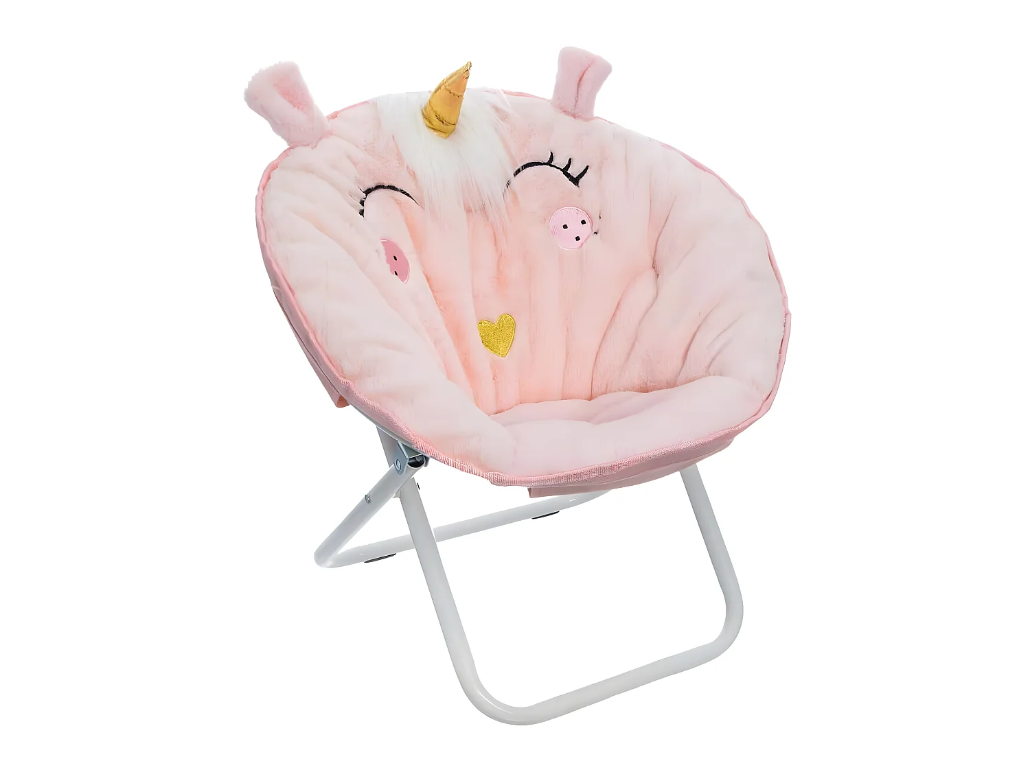 Fauteuil enfant pliant coloris rose clair - Diamètre 50 x Hauteur 55 cm