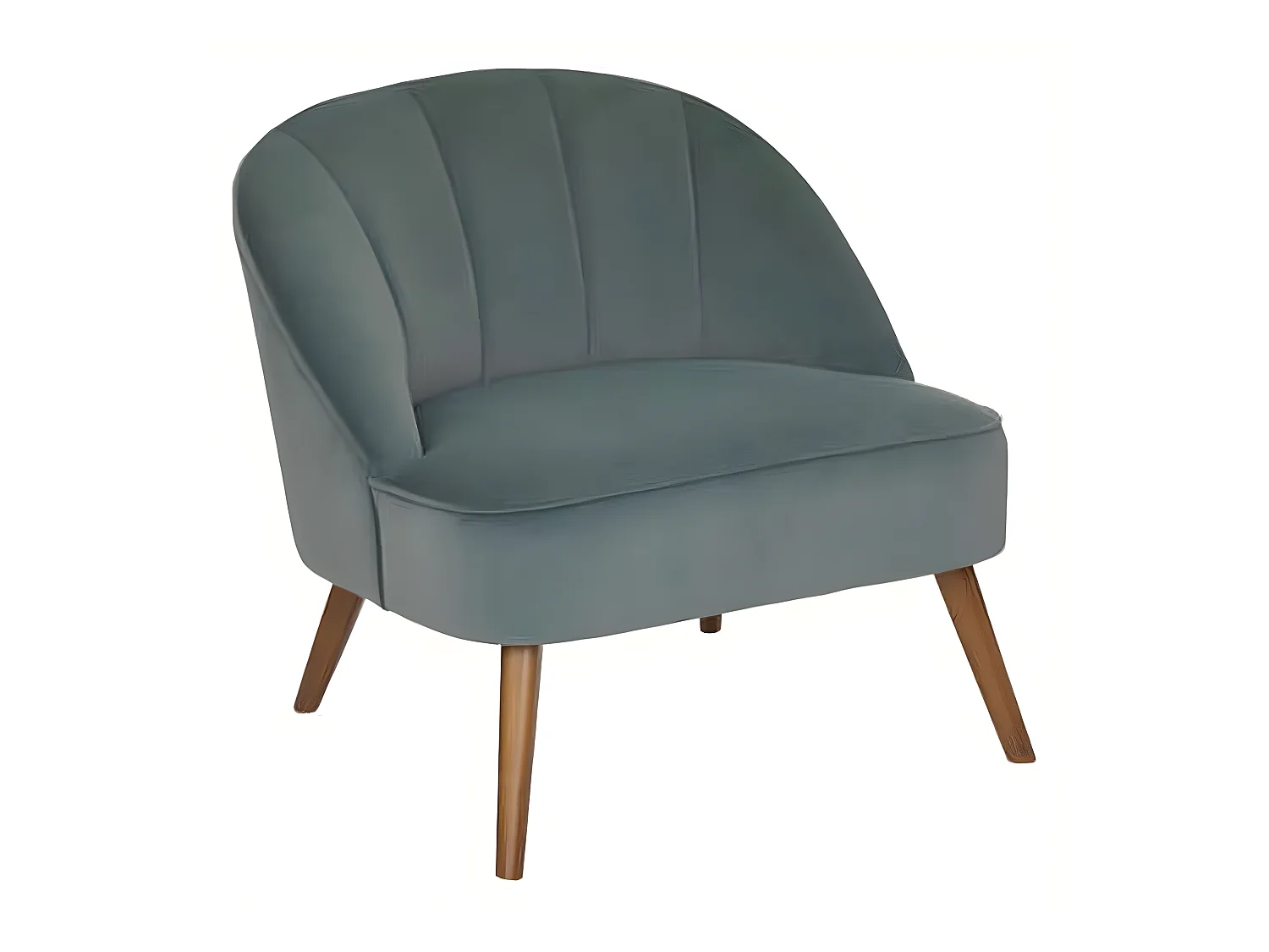Fauteuil en velours et bois de pin coloris vert céladon - Longueur 78 x Profondeur 72 x Hauteur 71 cm
