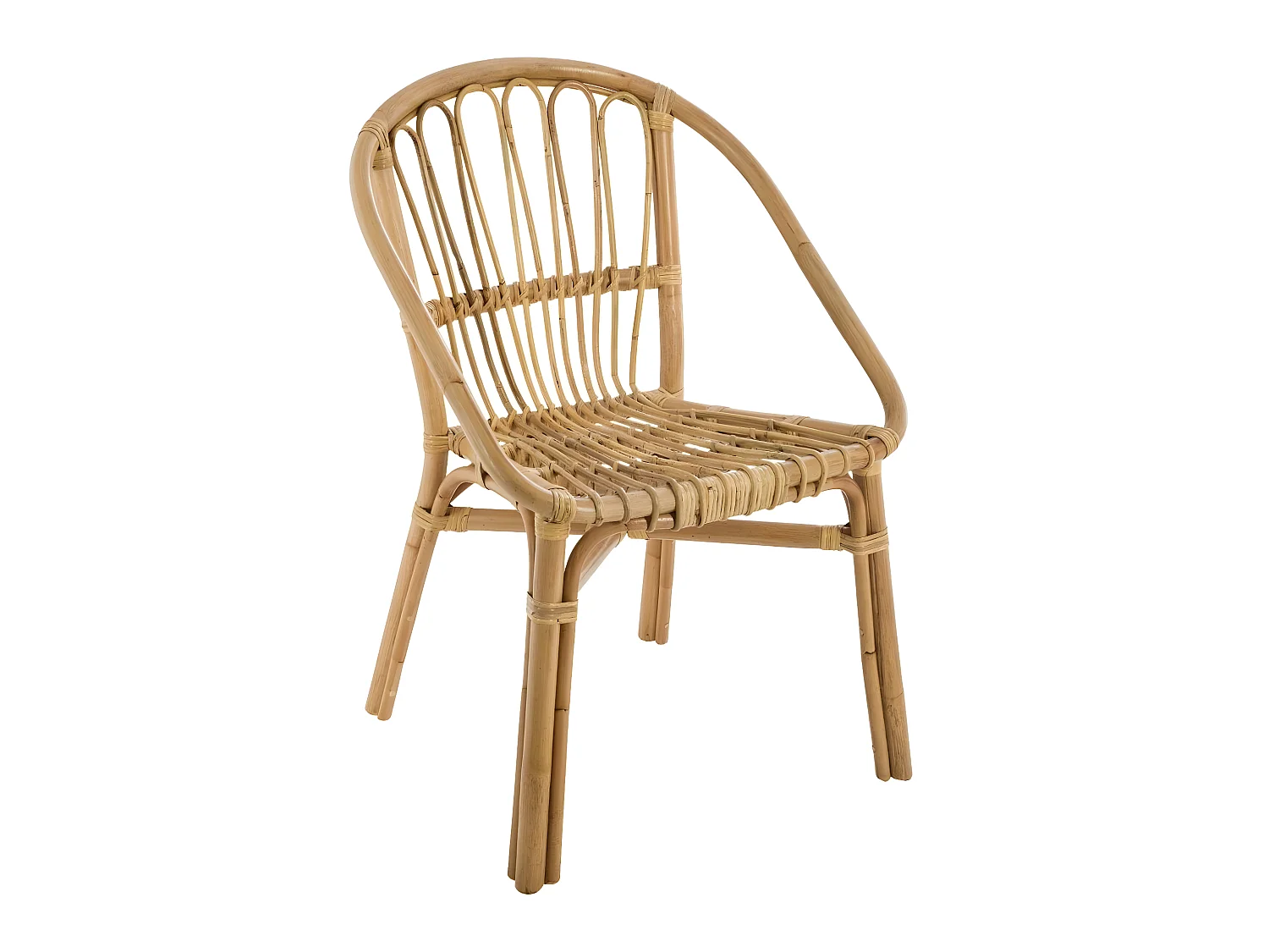 Fauteuil naturel en rotin - L. 56 x l. 63 x H. 80 cm