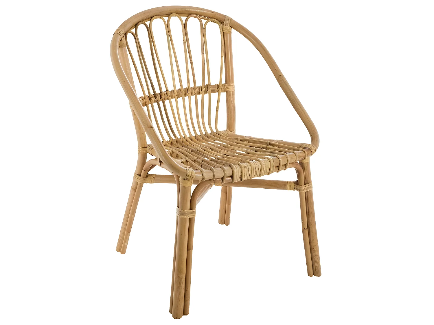 Fauteuil naturel en rotin - L. 56 x l. 63 x H. 80 cm