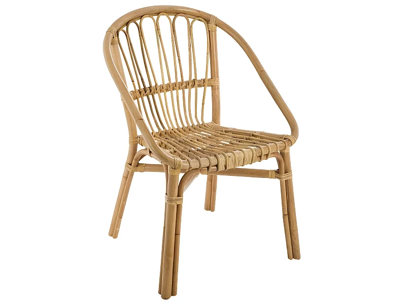 Fauteuil naturel en rotin - L. 56 x l. 63 x H. 80 cm
