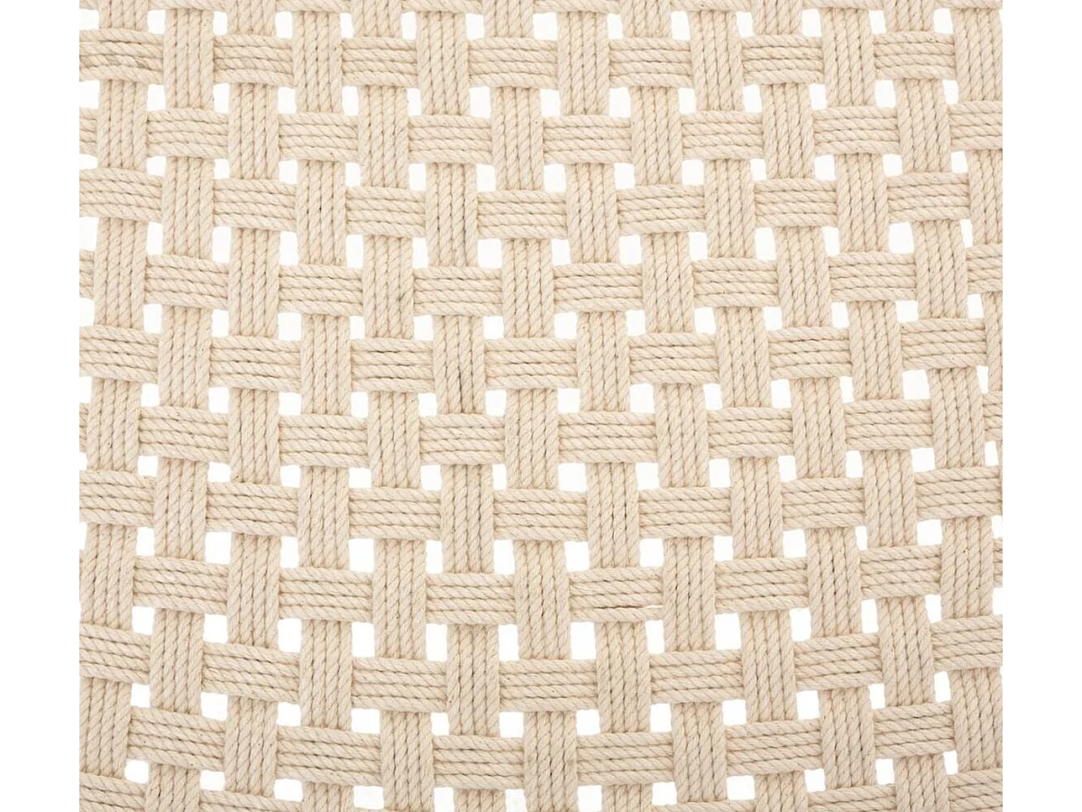 Lot de 2 fauteuils tressés en coton et teck coloris blanc - Longueur 90 x Profondeur 90 x Hauteur 85 cm