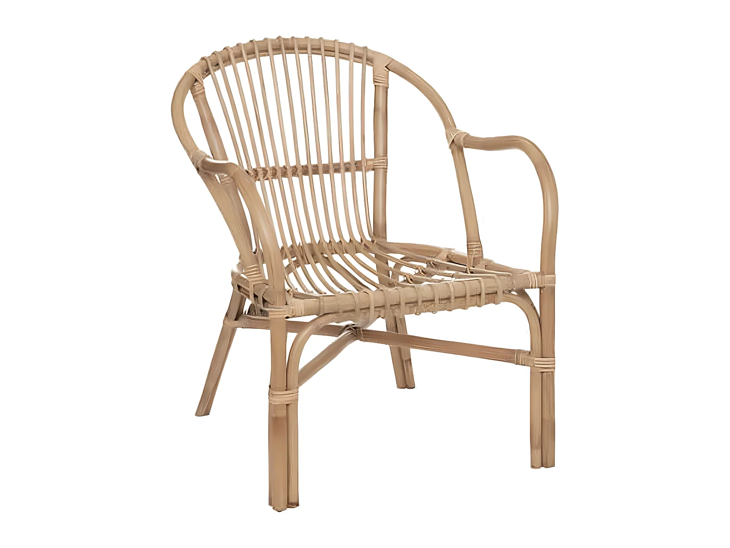 Fauteuil en rotin coloris naturel - Longueur 60 x Profondeur 68 x Hauteur 77 cm