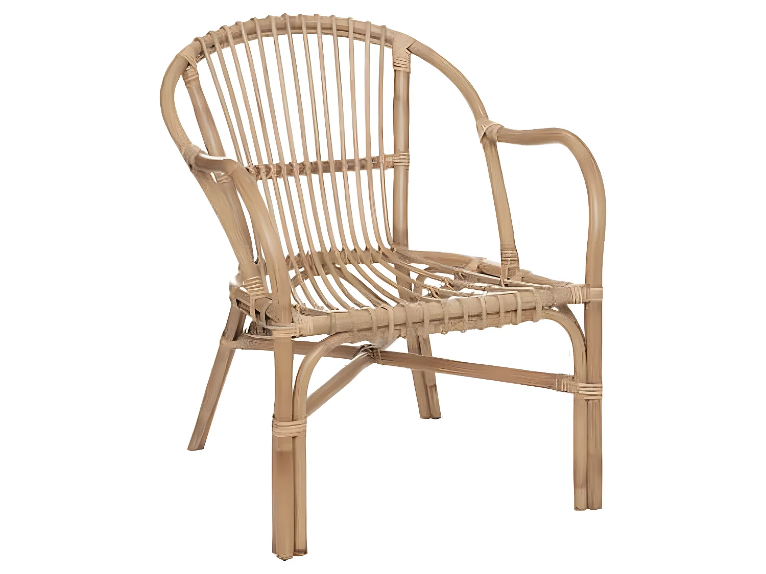 Fauteuil en rotin coloris naturel - Longueur 60 x Profondeur 68 x Hauteur 77 cm